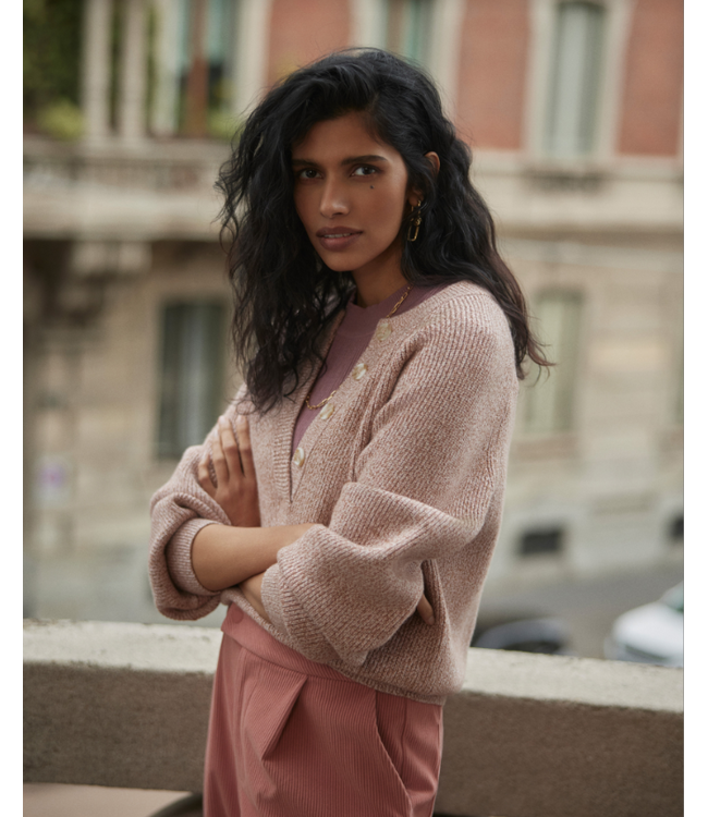 Varley Kennings Half Button Knit Ginger Rose Fleck