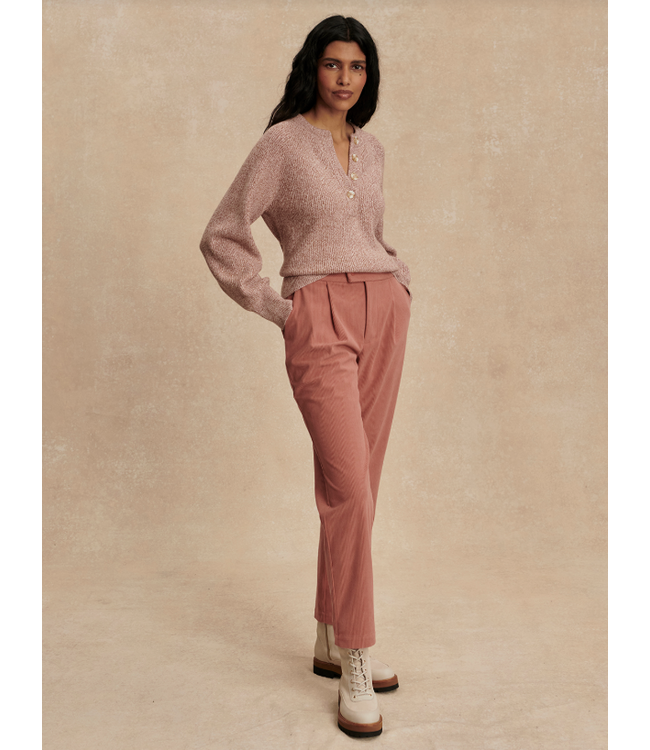Varley Kennings Half Button Knit Ginger Rose Fleck