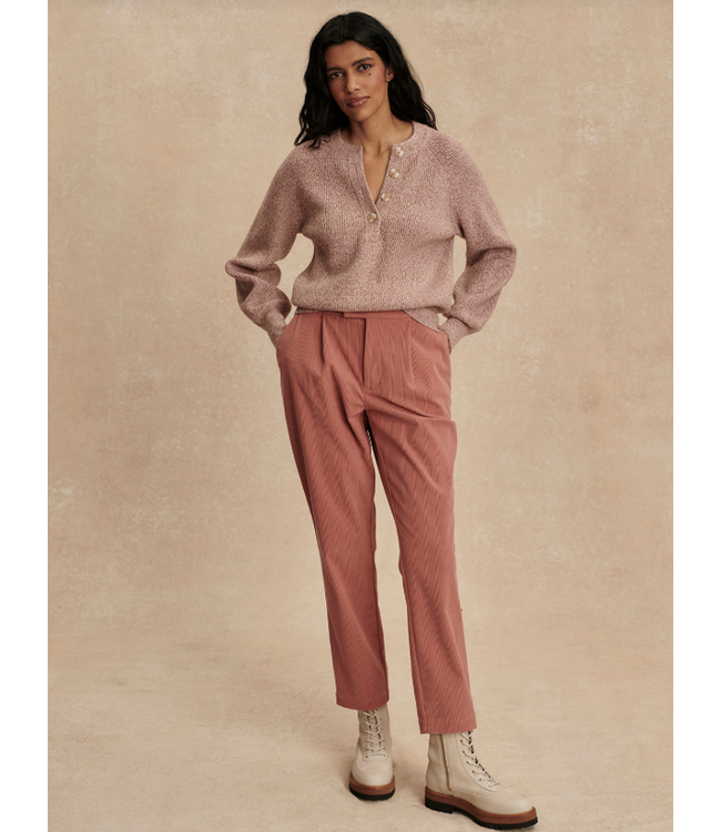 Varley Kennings Half Button Knit Ginger Rose Fleck