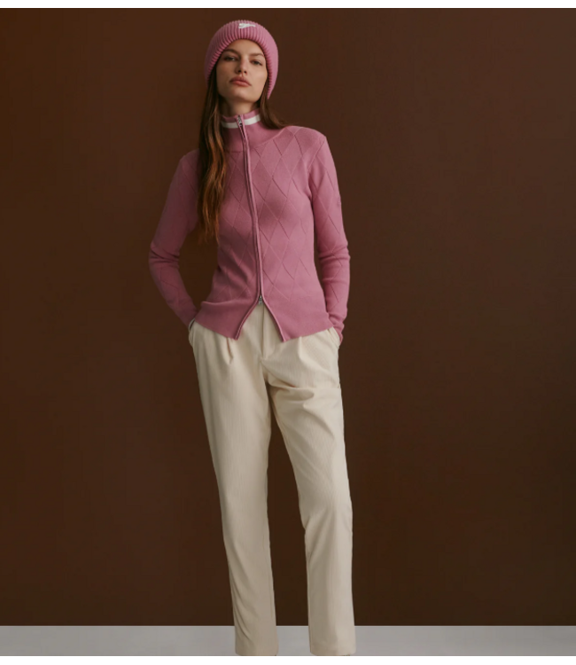 Varley Barthe Zip Through Knit Mauve Orchid