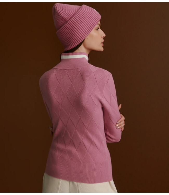 Varley Barthe Zip Through Knit Mauve Orchid