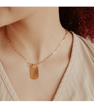 Medium Dog Tag Toggle Gold Filled Necklace