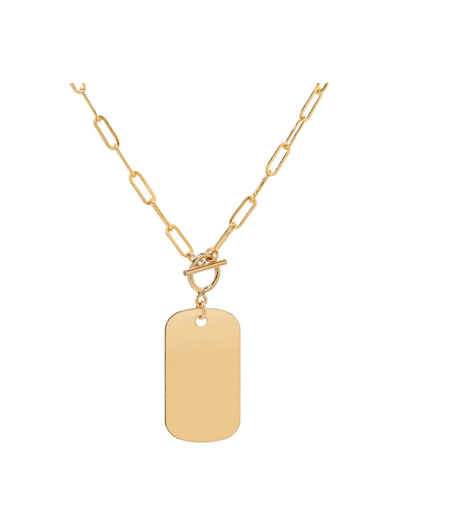 Medium Dog Tag Toggle Gold Filled Necklace