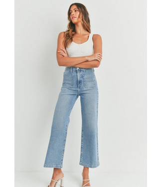 Patch Pocket Wide Leg Jean Med