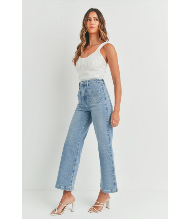 Patch Pocket Wide Leg Jean Med