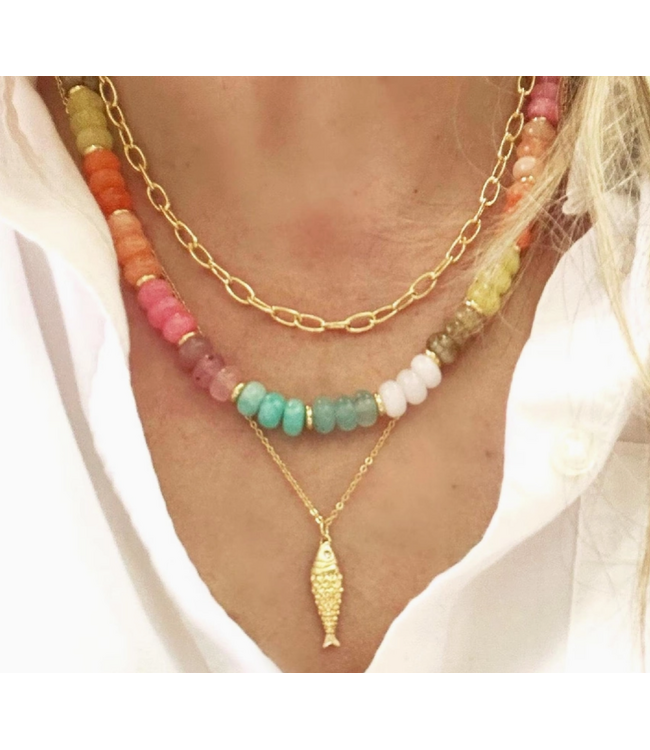 Gold Fish Pendant Necklace Alma 18'