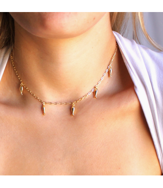 Little Fishes Gold Charm Necklace 16'