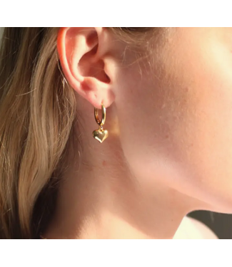 Puffy Heart Gold Huggie Hoops