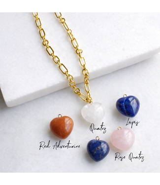 Stone Heart Pendant Necklace Aventurine 16'