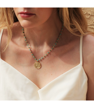 Taryn Turquoise Rosary Necklace 18'