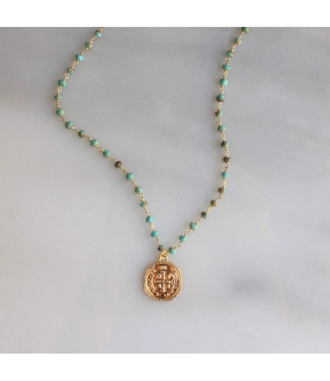 Taryn Turquoise Rosary Necklace 18'