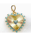 Turquoise Burst Heart Clip On Charm