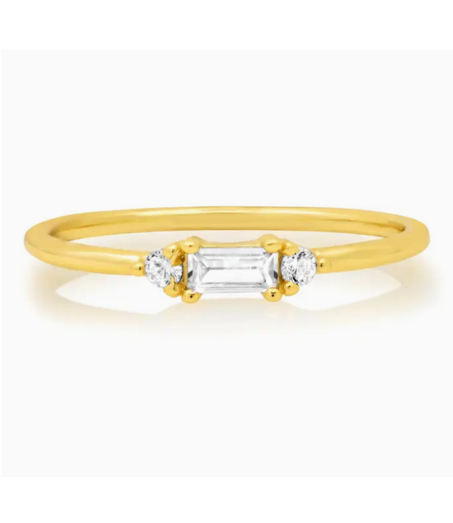 Jen Hansen Demi-Fine Clear Baguette Ring Gold