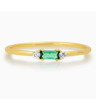 Jen Hansen Demi-Fine Green Baguette Ring Gold