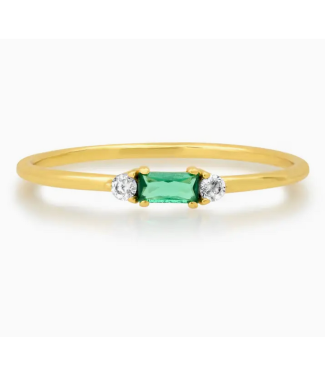 Jen Hansen Demi-Fine Green Baguette Ring Gold