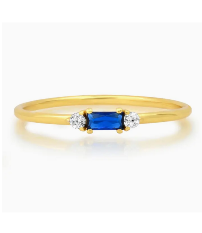 Jen Hansen Demi-Fine Blue Baguette Ring Gold