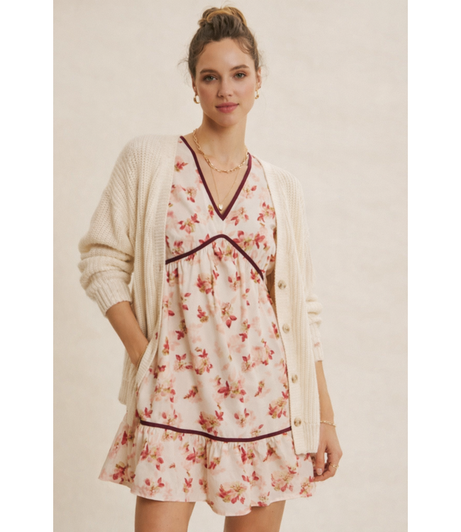 in february Bubble Sleeved Mini Dress Cranberry