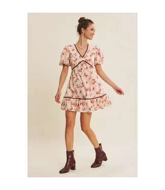 in february Bubble Sleeved Mini Dress Cranberry