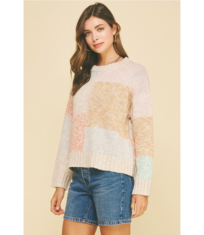 Colorblock Crew Sweater Oatmeal