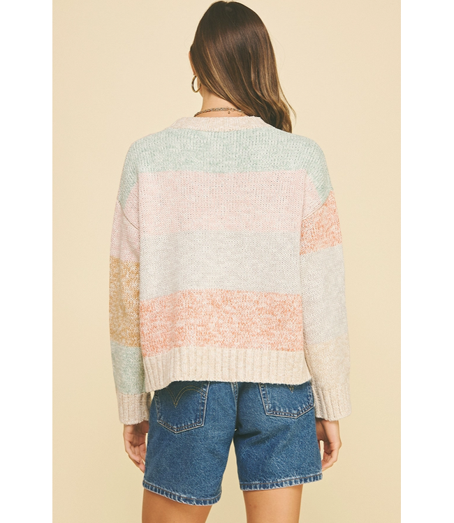 Colorblock Crew Sweater Oatmeal