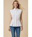 Sleeveless Peplum Button Down Shirt White