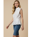 Sleeveless Peplum Button Down Shirt White