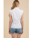 Sleeveless Peplum Button Down Shirt White