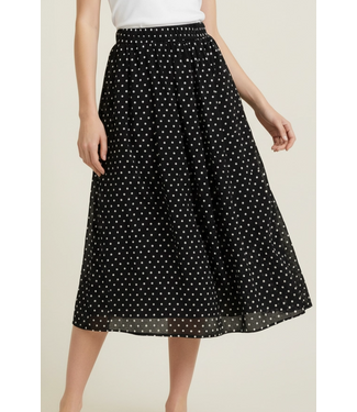 Polka Dot Midi Skirt Black