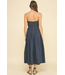 Shirring Detailed Sleeveless Midi Dress Navy