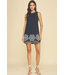 Floral Embroidered Mini Dress Navy
