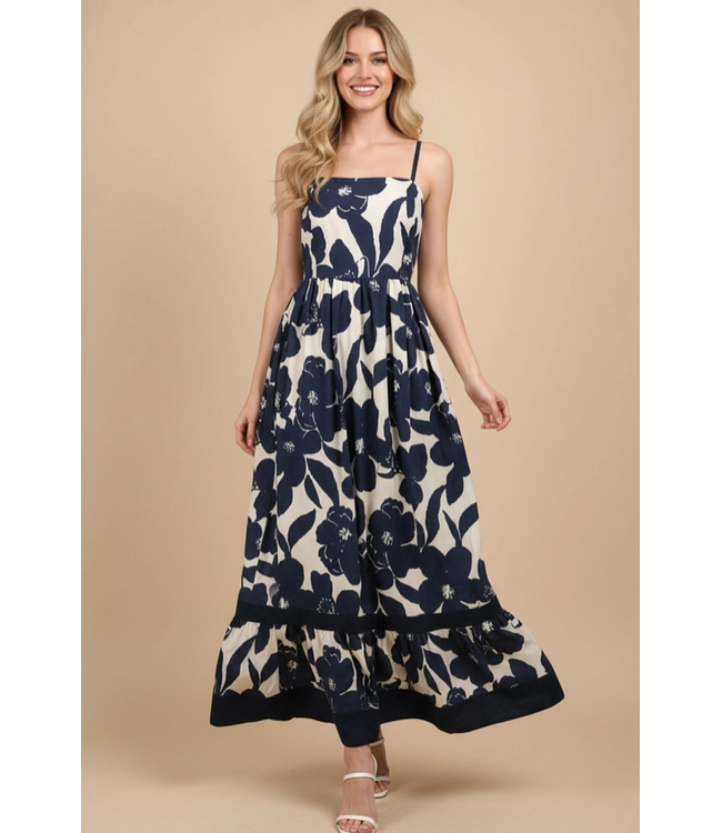 Floral Tiered Maxi Dress Black