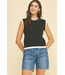 Double Layer Sleeveless Knit Top Black