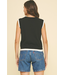 Double Layer Sleeveless Knit Top Black