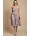 Geometric Print Midi Dress Blue/Red