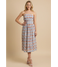 Geometric Print Midi Dress Blue/Red