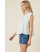 Button Down Cap Sleeve Blouse White