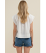 Button Down Cap Sleeve Blouse White