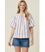 USA Inspired Stripe Blouse White
