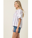 USA Inspired Stripe Blouse White