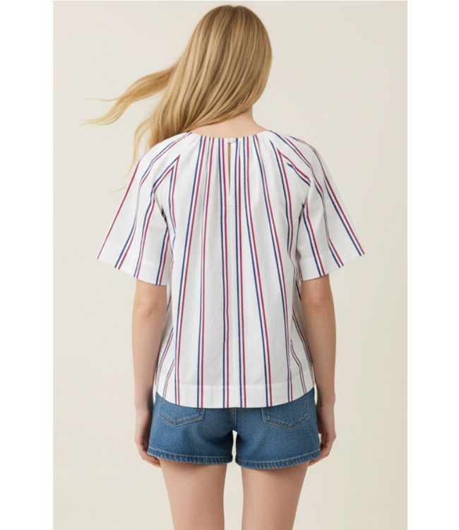 USA Inspired Stripe Blouse White