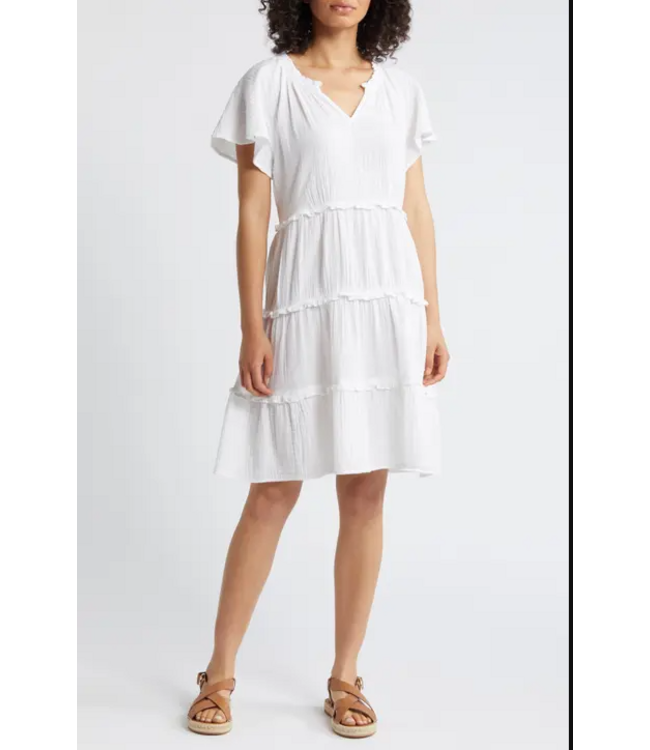 Camila Double Cloth Dress White