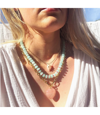 Elle Stone Heart Necklace Aqua