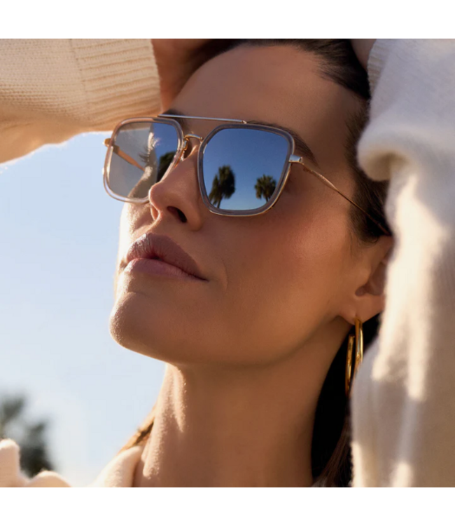 Diff Eyewear Jordan Sunglasses Gold Clear/Silver Mirror