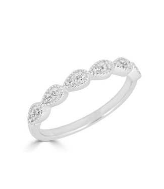Pear Milgrain Stackable Band 14KT - 0.10CTW