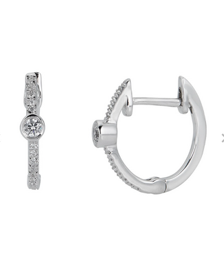 Bezel Set Huggie Earring 14KW - 0.12CTW