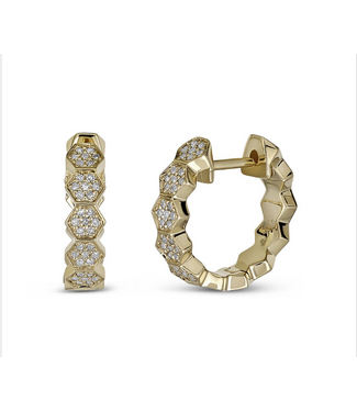 Simply Elegant Boutique Honeycomb Huggie Earring - 14KT- 0.17CTW