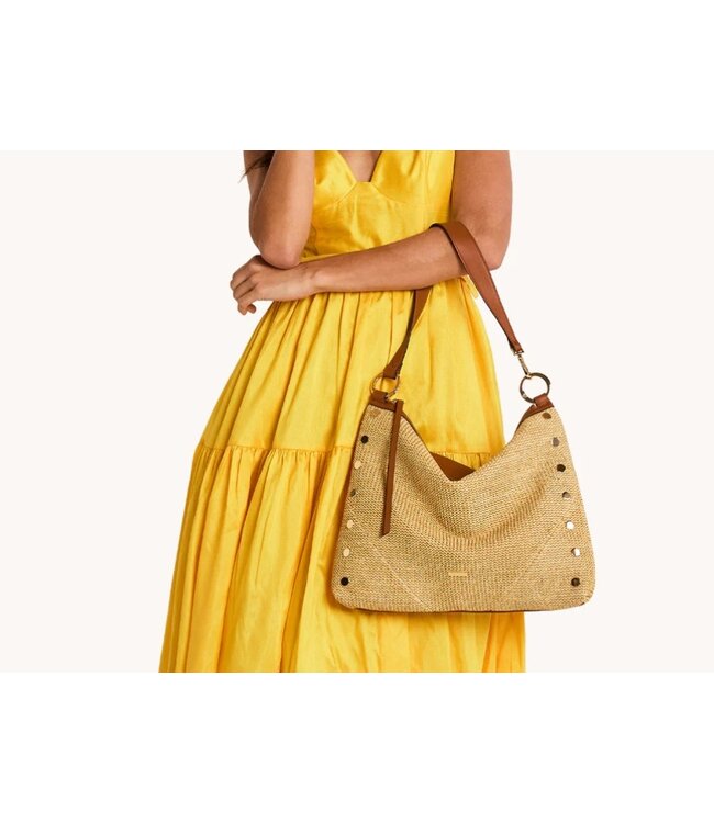 Hammitt Kyle Handbag Large - Cocoa Raffia/Gold