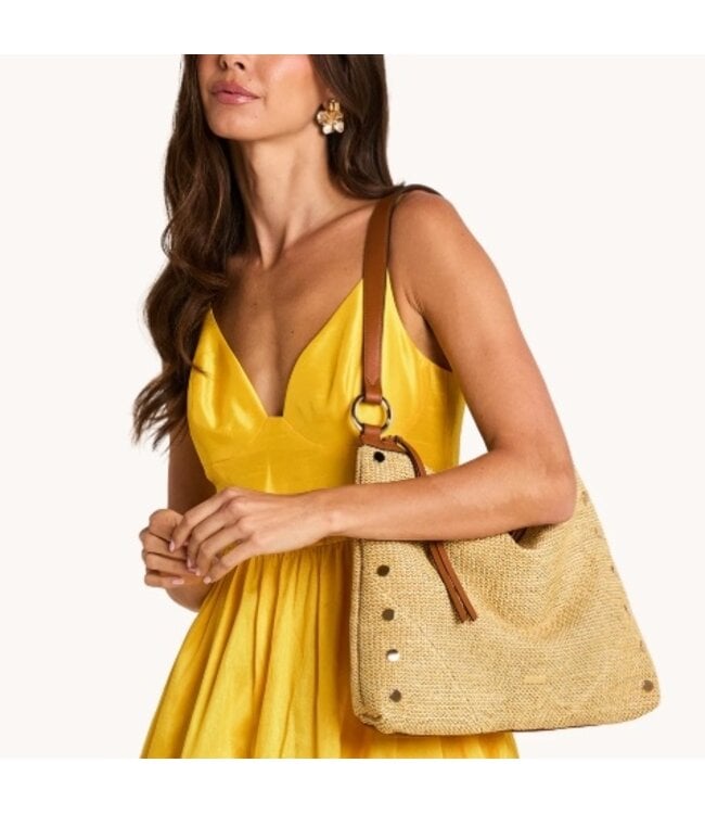 Hammitt Kyle Handbag Large - Cocoa Raffia/Gold