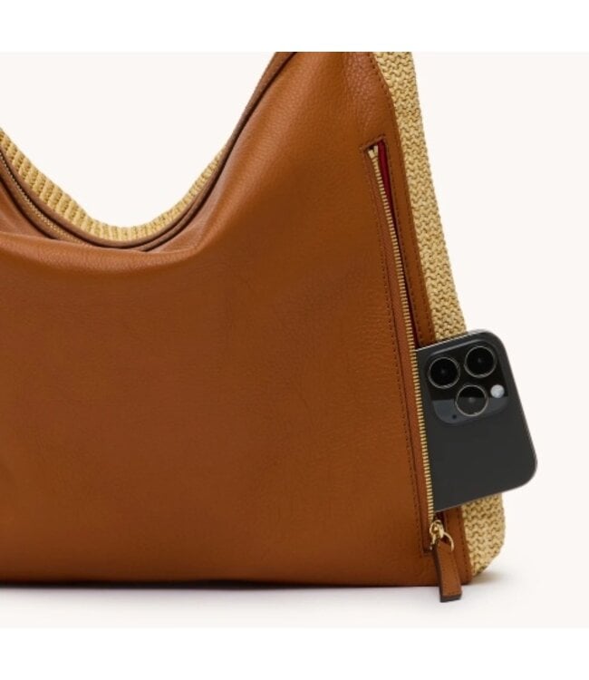 Hammitt Kyle Handbag Large - Cocoa Raffia/Gold