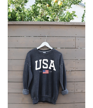 USA Mineral Graphic Sweatshirt Vintage Black